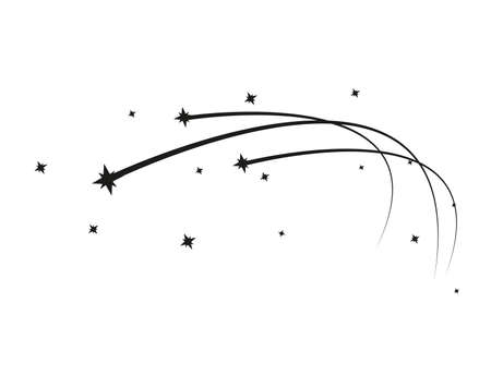 Abstract Falling Star Vector - Black Shooting Star with Elegant Star Trail on White Background - Meteoroid, Comet, Asteroidのイラスト素材