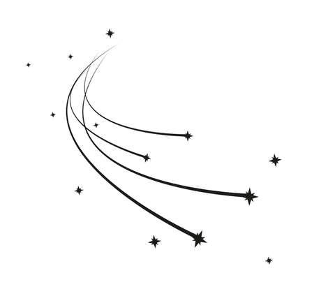 Abstract Falling Star Vector - Black Shooting Star with Elegant Star Trail on White Background - Meteoroid, Comet, Asteroidのイラスト素材