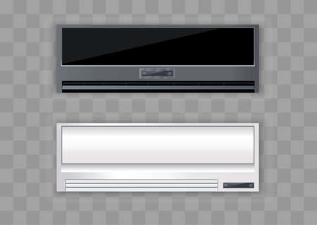 White conditioner on a transparent background, isolated. Illustration about electrical equipment in the house. Vector illustration.のイラスト素材