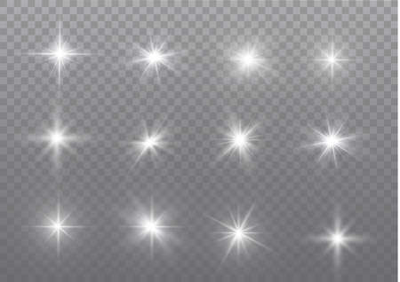 White sparks glitter special light effect. Vector sparkles on transparent background. Christmas abstract pattern. Sparkling magic dust particlesのイラスト素材