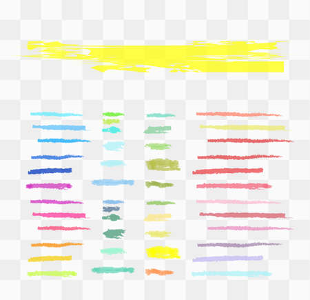 Vector markers. Drawn yellow marker stripes. multi-colored blots. Different colors vector blots.のイラスト素材
