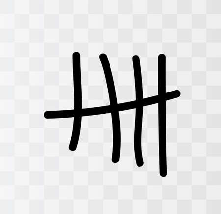 Tally marks on the wall isolated. Counting characters. Vector illustration of counting days in prison.のイラスト素材