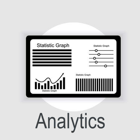 Data analysis and business information with "analytics" concept of management and marketing. Vector illustration of research for marketing.のイラスト素材