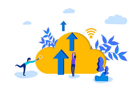 Cloud computing modern flat design isometric concept. Business technology and people concept....