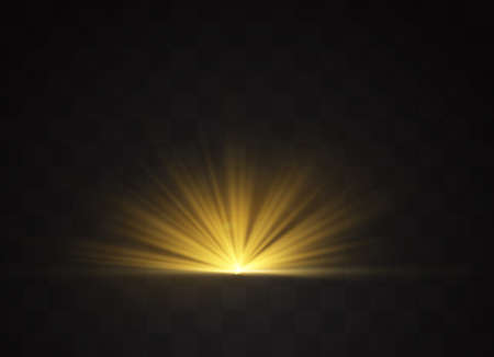 Light flare special effect with rays of light and magic sparkles. Glow transparent vector light effect set, explosion, glitter, spark, sun flash, burst.のイラスト素材