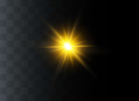 Light flare special effect with rays of light and magic sparkles. Glow transparent vector light effect set, explosion, glitter, spark, sun flash, burst.のイラスト素材