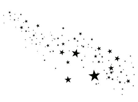 Stars on a white background. Black star shooting with an elegant star.Meteoroid, comet, asteroid, stars.のイラスト素材