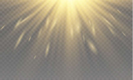 Light flare special effect with rays of light and magic sparkles. Glow transparent vector light effect set, explosion, glitter, spark, sun flash, burst.のイラスト素材