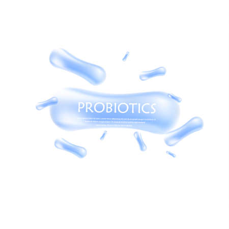 Probiotics bacteria vector illustration. Biology, science background. Medicine and treatment. Microscopic bacteria close-up.のイラスト素材