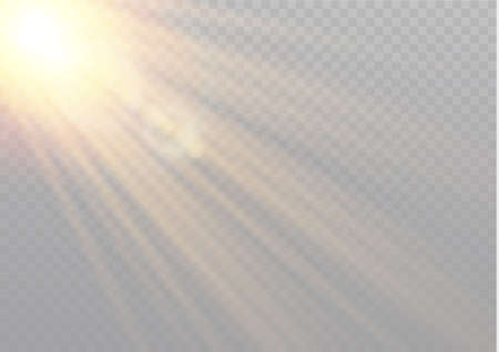 Light flare special effect with rays of light and magic sparkles. Glow transparent vector light effect set, explosion, glitter, spark, sun flash, burst.のイラスト素材