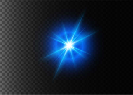 A beautiful glowing light explodes on a transparent background. Glittering magic dust particles. Bright Star. Transparent shining sun, bright flash. Vector sparkles. In the center of a bright flash.のイラスト素材