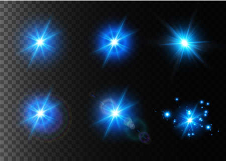 A beautiful glowing light explodes on a transparent background. Glittering magic dust particles. Bright Star. Transparent shining sun, bright flash. Vector sparkles. In the center of a bright flash.のイラスト素材