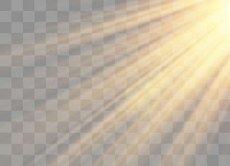 Light flare special effect with rays of light and magic sparkles. Glow transparent vector light effect set, explosion, glitter, spark, sun flash, burst.のイラスト素材