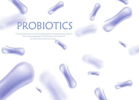 Probiotics bacteria vector illustration. Biology, science background. Medicine and treatment. Microscopic bacteria close-up.のイラスト素材