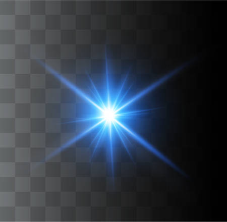 A beautiful glowing light explodes on a transparent background. Glittering magic dust particles. Bright Star. Transparent shining sun, bright flash. Vector sparkles. In the center of a bright flash.のイラスト素材