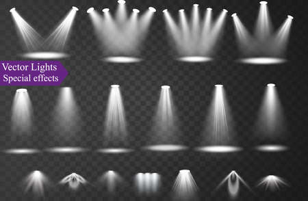 Vector spotlight. Light effect.Glow isolated white transparent light effect. Abstract special effect element designのイラスト素材