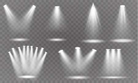 Vector spotlight. Light effect.Glow isolated white transparent light effect. Abstract special effect element designのイラスト素材