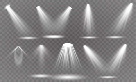 Vector spotlight. Light effect.Glow isolated white transparent light effect. Abstract special effect element designのイラスト素材