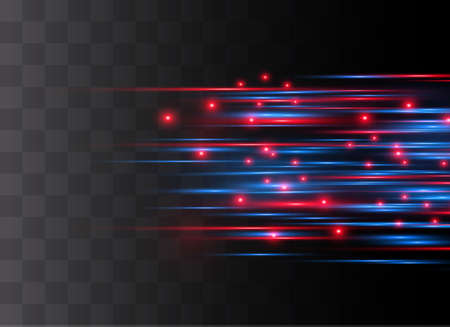 Blue horizontal lens flares pack. Laser beams, horizontal light rays.Beautiful light flares. Glowing...