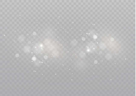 The white dust sparks and golden stars shine with special light. Vector sparkles on a transparent background.  Sparkling magical dust particles.のイラスト素材