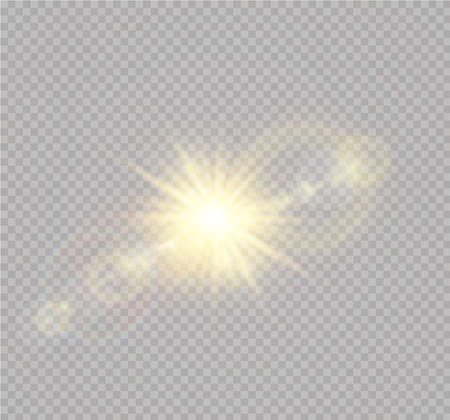 Vector transparent sunlight special lens flash light effect.front sun lens flash. Vector blur in the light of radiance. Element of decor.のイラスト素材