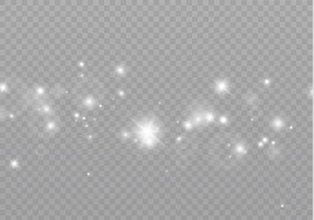 The dust sparks and golden stars shine with special light. Vector sparkles on a transparent background. Christmas light effect. Sparkling magical dust particles interior stock vector.のイラスト素材