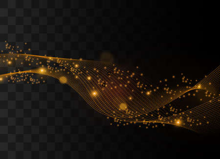 Gold lines light effect on transparent background. Vector sparkles on a transparent background. Christmas light effect. Sparkling magical dust particles interior stock vectorのイラスト素材