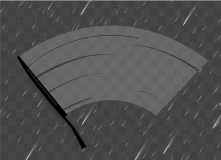 Wiper cleans the glass. Rain and snow on transparent background.のイラスト素材