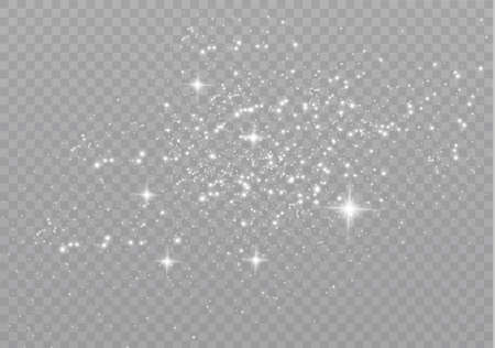 The dust sparks and golden stars shine with special light. Vector sparkles on a transparent background. Christmas light effect. Sparkling magical dust particles interior stock vector.のイラスト素材