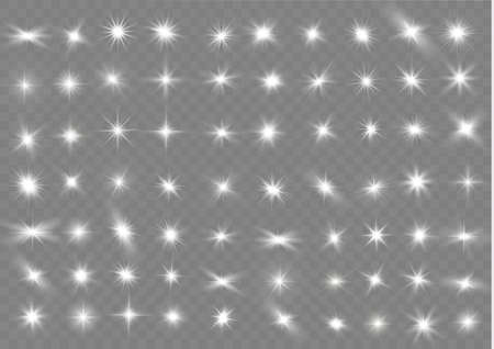 The light of a star. star glow on a transparent background explodes on a transparent background. White light. Sparkling magic dust particles. Bright Star. Transparent shining sun.のイラスト素材