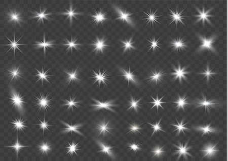 The light of a star. star glow on a transparent background explodes on a transparent background. White light. Sparkling magic dust particles. Bright Star. Transparent shining sun.のイラスト素材