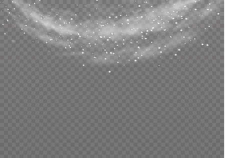 Snow and wind on a transparent background. Illustration of a white gradient of snow and wind with snowflakes. Decorative element.vector. fog. Fog vector.のイラスト素材
