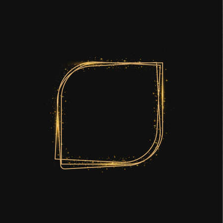 Golden shiny frames with dust isolated on a transparent background. Luxurious realistic borders. Vector illustration of a gold rim. golden gradient frames with light.のイラスト素材