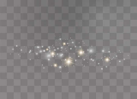 White sparks glitter special light effect. Vector sparkles on transparent background. Christmas abstract pattern. Sparkling magic dust particlesのイラスト素材