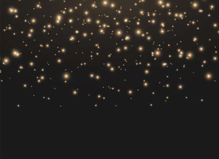 The dust sparks and golden stars shine with special light. Vector sparkles on a transparent background. Christmas light effect. Sparkling magical dust particles.のイラスト素材