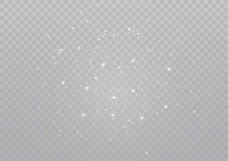 The dust sparks and golden stars shine with special light. Vector sparkles on a transparent background. Christmas light effect. Sparkling magical dust particles.のイラスト素材
