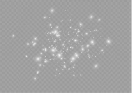 The dust sparks and golden stars shine with special light. Vector sparkles on a transparent background. Christmas light effect. Sparkling magical dust particles.のイラスト素材