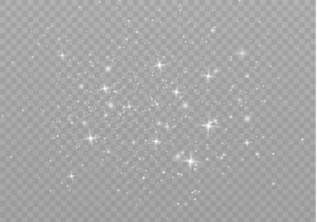The dust sparks and golden stars shine with special light. Vector sparkles on a transparent background. Christmas light effect. Sparkling magical dust particles.のイラスト素材