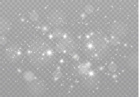 The dust sparks and golden stars shine with special light. Vector sparkles on a transparent background. Christmas light effect. Sparkling magical dust particles.のイラスト素材