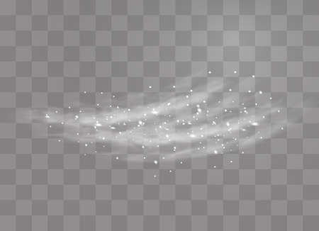 Snow and wind on a transparent background. White gradient decorative element.vector illustration. winter and snow with fog. wind and fog.のイラスト素材