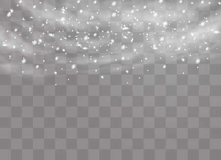 Christmas snow. Falling snowflakes on dark background. White snowflakes flying in the air. Snow flakesのイラスト素材