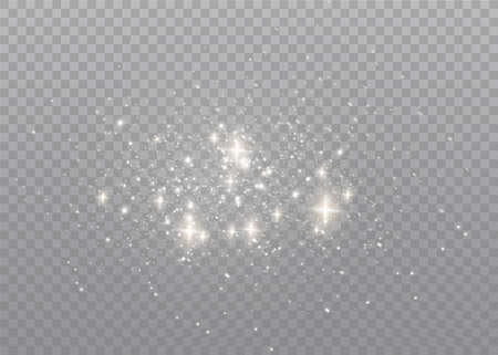 The dust sparks and golden stars shine with special light. Vector sparkles on a transparent background. Christmas light effect. Sparkling magical dust particles interior stock vector.のイラスト素材