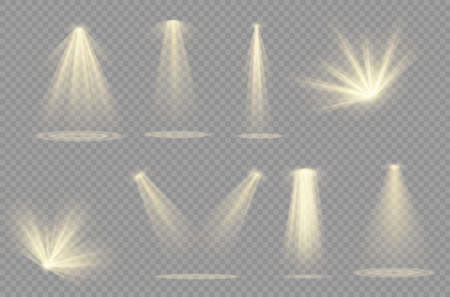 Vector spotlight. Light effect.Glow isolated white transparent light effect. Abstract special effect element design.のイラスト素材