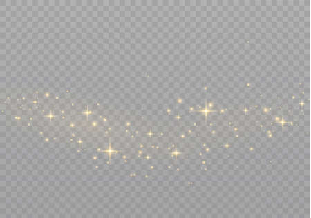 The dust sparks and golden stars shine with special light. Vector sparkles on a transparent background. Christmas light effect. Sparkling magical dust particles interior stock vector.のイラスト素材