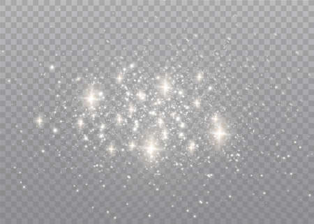 The dust sparks and golden stars shine with special light. Vector sparkles on a transparent background. Christmas light effect. Sparkling magical dust particles interior stock vector.のイラスト素材