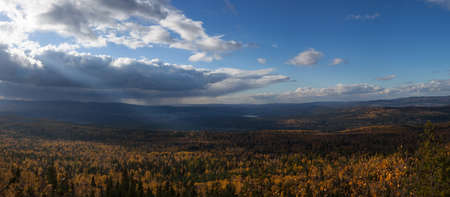 Autumn landscape from the top of the mountain.の写真素材
