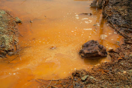 The plant discharges waste into water. Ecological catastrophy.の写真素材
