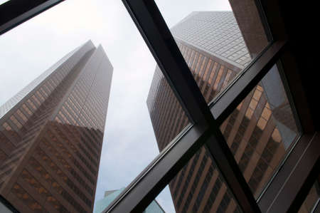 Skyscrapers shot through the sky light,