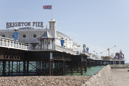 Famous Brighton pier, English south coast seaside resortのeditorial素材