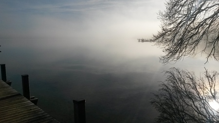 Lake and Fogの写真素材
